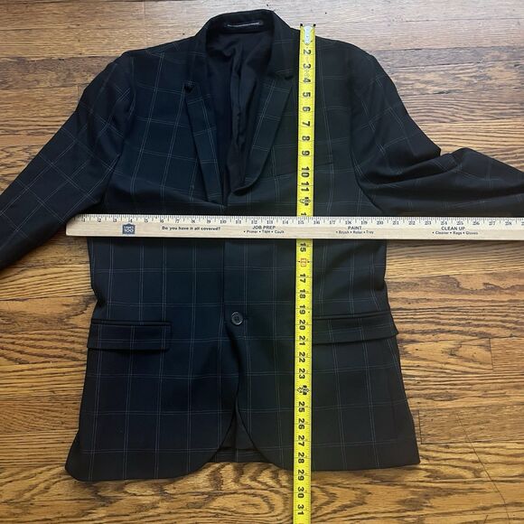 H&M Men's 42R Black Plaid Skinny Fit Two Button Blazer Jacket Sport Coat - Picture 11 of 11